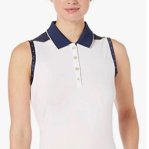 New Greg Norman Women’s Sleeveless Studded Golf Polo, Small, Gold Accents